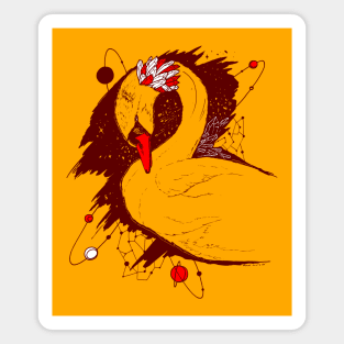 Orange and Red Swan Among The Stars Magnet